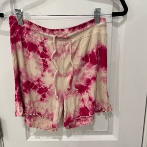 Year of Ours pink tie dye lounge and sleep shorts with tie size medium